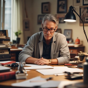 Man working on a laptop with marketing charts on screen