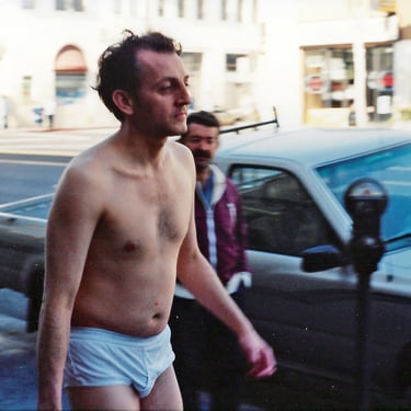 walking in underwear on Hollywood Blvd
