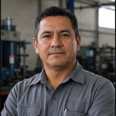 Cliente industrial satisfecho con piezas metálicas fabricadas mediante corte láser.
