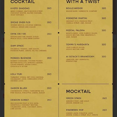 Zion Sky Lounge & Dining Menu Page 12 Ho Chi Minh Vietnam Saigon
