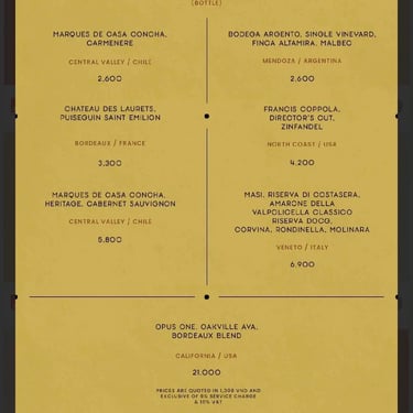 Zion Sky Lounge & Dining Menu Page 5 Ho Chi Minh Vietnam Saigon