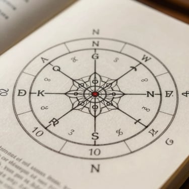 Extreme close-up of a hand-drawn natal chart wheel on cream paper, pencil annotations visible at the margins, soft north-facing daylight, no face, 1:1 scale