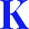a blue and black letter k is shown in this image