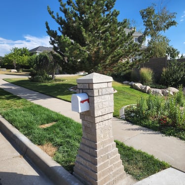 repaired brick mailbox