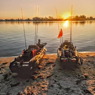 Kayaks at sunset, a kayak adventure