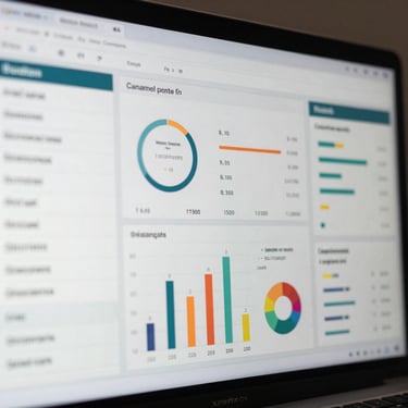 Square macro view of multi-channel marketing dashboard with clean data visualization