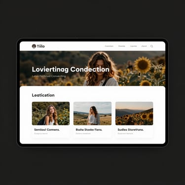 Square minimalist UI design mockup of a high-converting landing page on a dark screen
