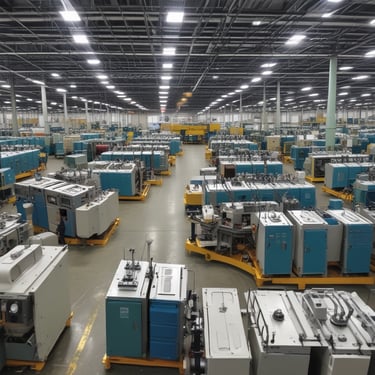 Photo of a smiling businesswoman holding printed packaging materials in a warehouse.