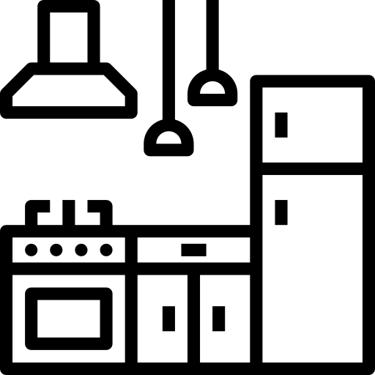 icone de cabana com cozinha completa