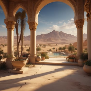 A woman wearing a beautifully detailed Arabic engraved necklace, smiling softly.