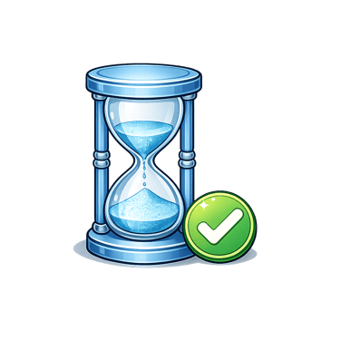 Sablier bleu sable bleu et coche ok verte