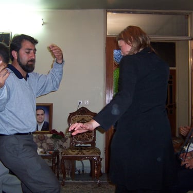 Saied and Joanna dancing at Saied's friends house