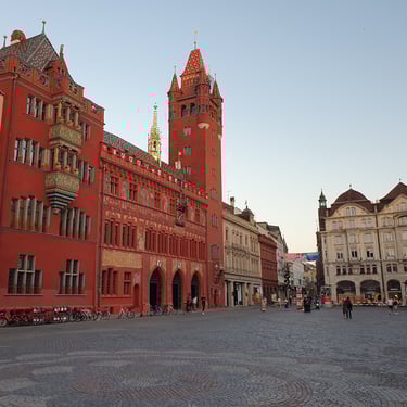 Marktplatz and Basel’s rich terracotta-coloured town hall