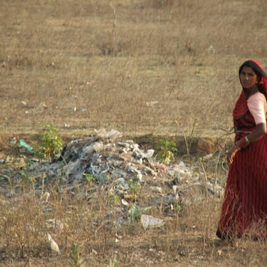 Yet another captivating woman working the fileds, note the rubbish piling up on the verge