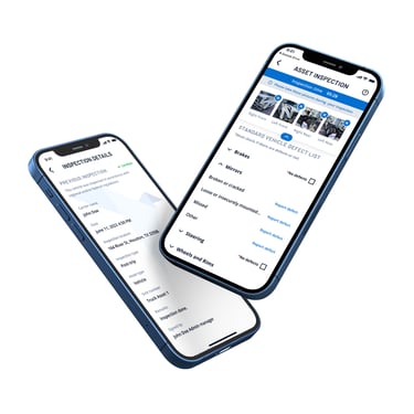 Shows the ORIGOInspect app and Four Corners photos of a truck