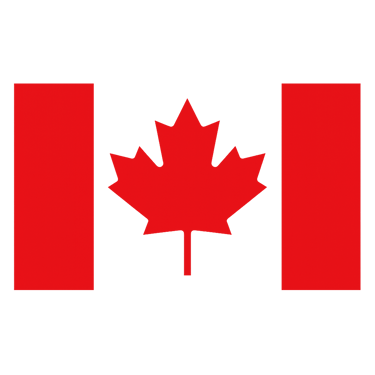 The national flag of Canada featuring a red maple leaf on a white square with red borders.