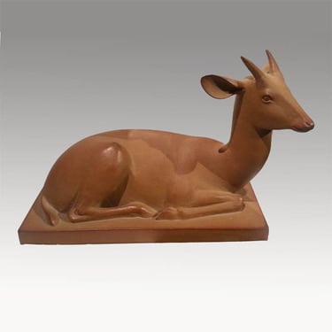 Armand Petersen - Antilope couchée avec cornes - Edition Sèvres