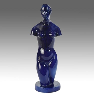 Armand Petersen - Figure de femme - céramique bleue