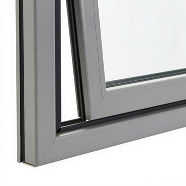 A side-hung casement window open wide, showing the clean corner welds of the premium uPVC frame.