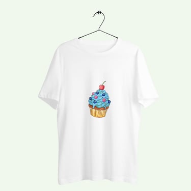 tshirt bio illustration personnalisée unqiue: muffin, bd couleur