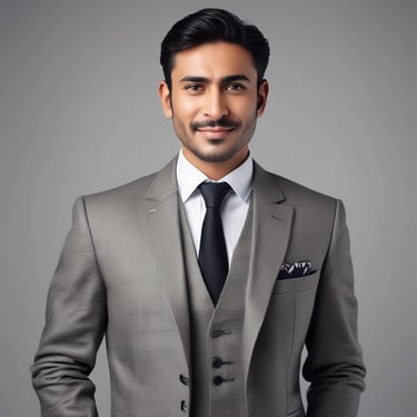 Portrait of a satisfied middle-aged man in a business suit smiling confidently.