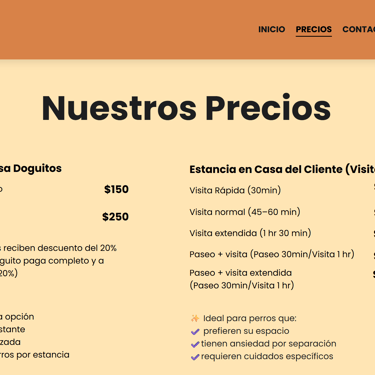 Lista de precios de casa doguitos