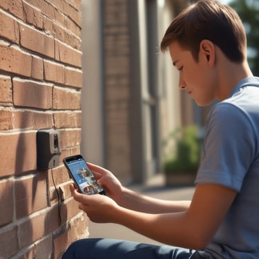 A smiling middle-aged man standing in his living room with a Clevercam wireless CCTV visible in the background.