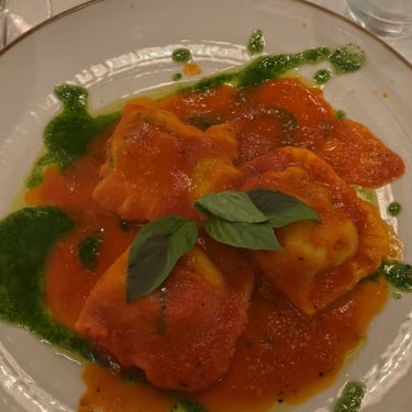 A spinach ravioli made at my favorite "Nona's" restaurant in Rome, Italy