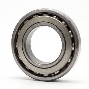 Pristine industrial roller bearing, German engineering precision, high-key studio daylight, clean edges