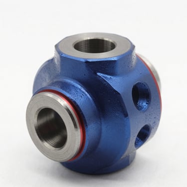 Precision mechanical coupling component, metallic shine, engineering studio lighting, sharp focus