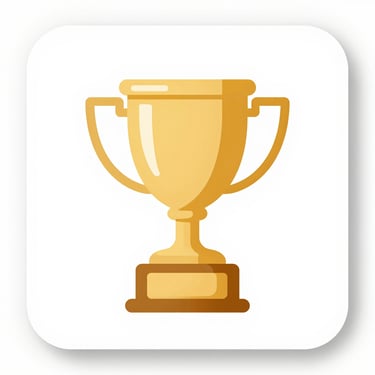 A gold trophy icon representing victory and achievement on a white rounded square background.