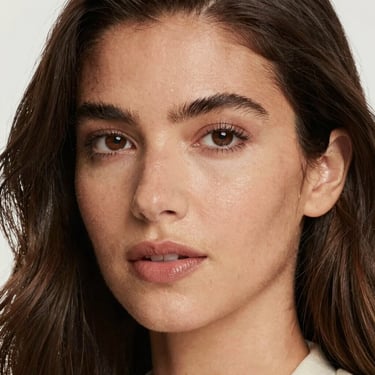 Smiling woman holding a healthy breakfast bowl in a bright kitchen.