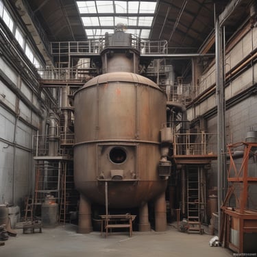 Photo of a woman engineer inspecting furnace lining materials at a factory