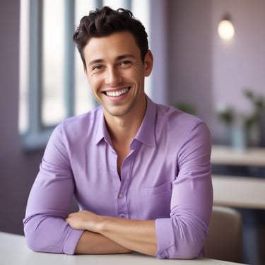 Dynamic photo of a man reviewing marketing plans on a laptop in a modern office.