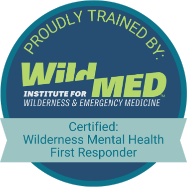 Badge of a WildMed Certified Wilderness Mental Health First Responder.