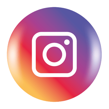 Instagram logo icon in a glossy 3D sphere with a purple, red, and orange gradient background.