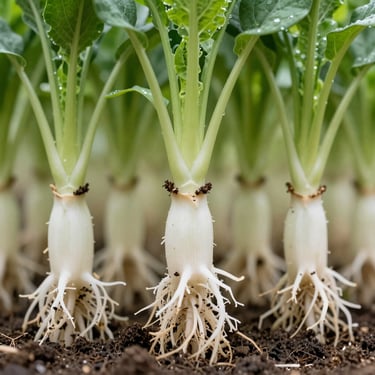 Close-up of healthy plant roots in soil, detailed texture, clean environment, professional agricultural photography