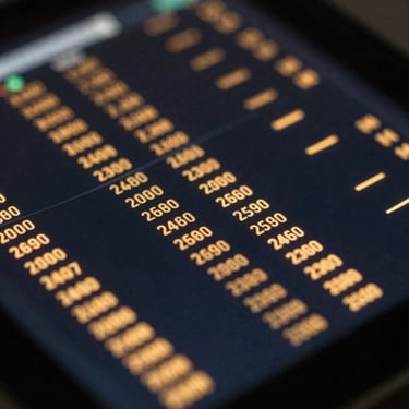 Macro close-up of a sleek digital interface showing data flow, glowing gold metrics on a dark glass screen, high contrast studio lighting
