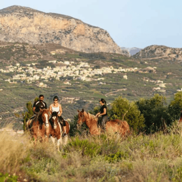 Horse riding through the beautiful mountain landscapes of Crete