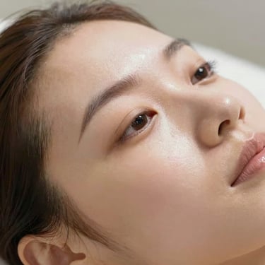 Close-up of clean, glowing skin post-treatment, soft-focus background, gentle diffused light reflecting natural skin texture