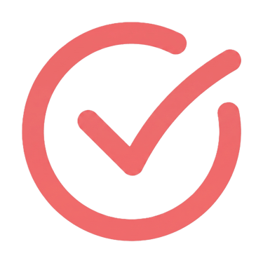 Red circle check mark icon representing success, validation, and completed tasks.