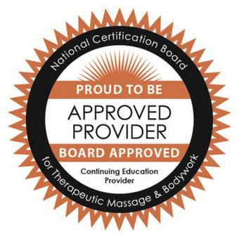 NCBTMB approved provider seal for therapeutic massage and bodywork continuing education courses.