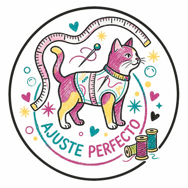 Ilustración de un gato en dibujo tipo crayola representando un ajuste perfecto