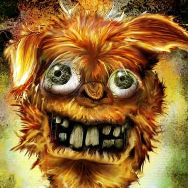 A vibrant acrylic illustration of a character created in Adobe Photoshop