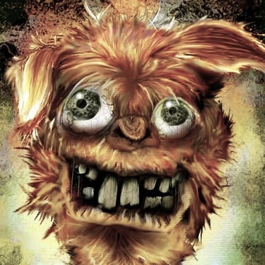 A vibrant acrylic illustration of a character created in Adobe Photoshop