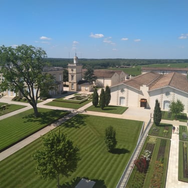 picturesque view from top of a winery