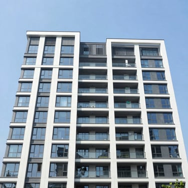 Sleek modern penthouse building facade, Semarang.