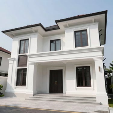 Elegant classic-modern mansion exterior, Medan.