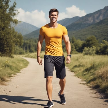 A smiling woman enjoying a cup of matcha tea in a cozy kitchen setting.