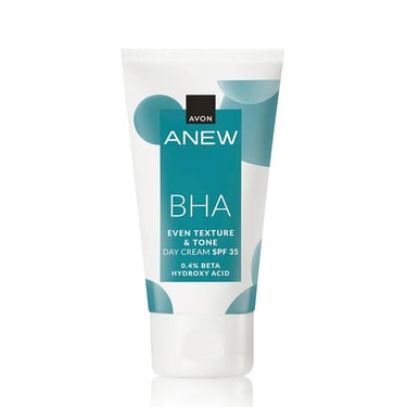 Avon Anew BHA Even Texture and Tone Day Cream with SPF 35 for skincare.